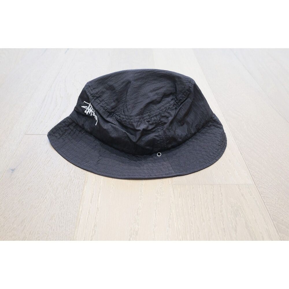 Stussy Metallic Nylon Ripstop Boonie Bucket Hat Black S/M